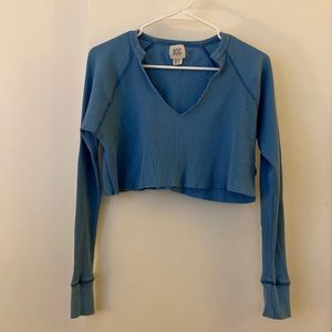 BDG XS Long Sleeve Crop Top Blue